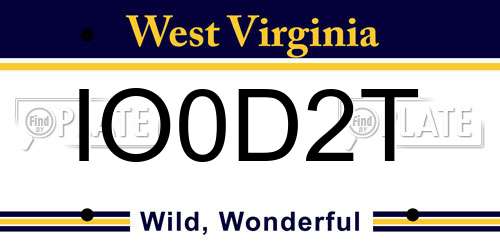 IO0D2T West Virginia License Plate