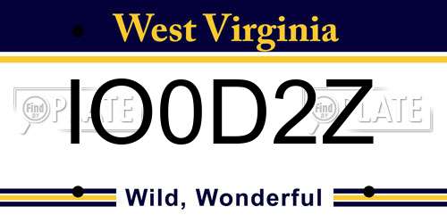 IO0D2Z West Virginia License Plate