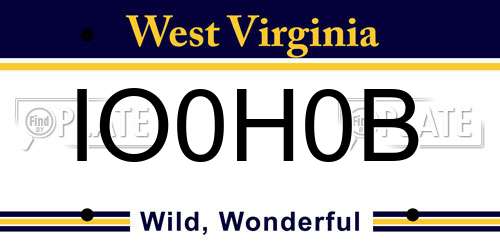 IO0H0B West Virginia License Plate