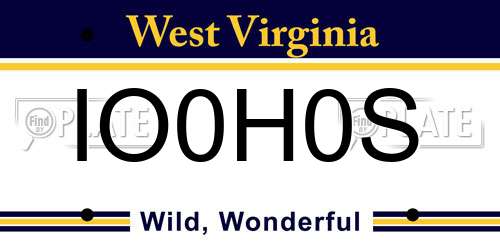IO0H0S West Virginia License Plate