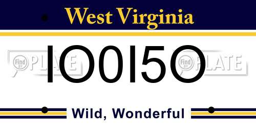 IO0I5O West Virginia License Plate
