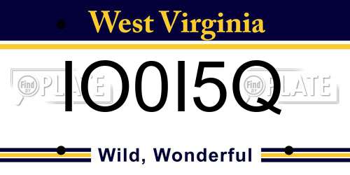 IO0I5Q West Virginia License Plate