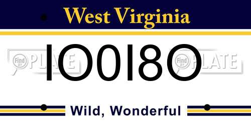 IO0I8O West Virginia License Plate