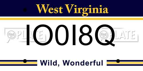 IO0I8Q West Virginia License Plate