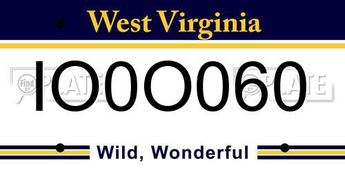 IO0O060 West Virginia License Plate