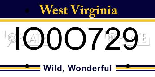 IO0O729 West Virginia License Plate