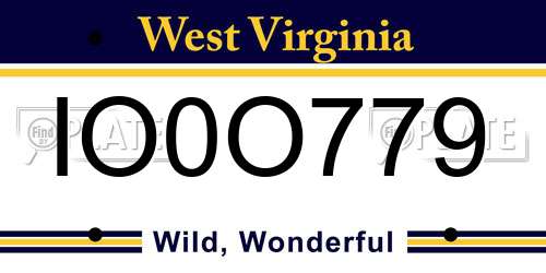 IO0O779 West Virginia License Plate
