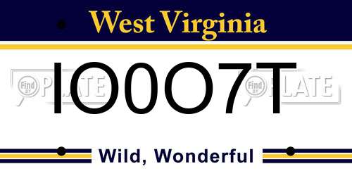 IO0O7T West Virginia License Plate