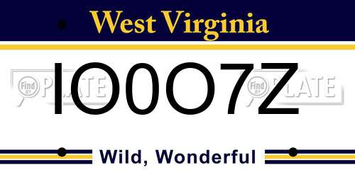 IO0O7Z West Virginia License Plate