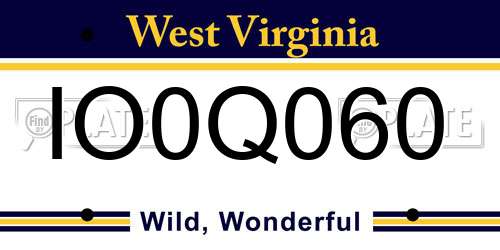 IO0Q060 West Virginia License Plate