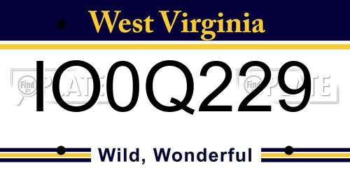 IO0Q229 West Virginia License Plate