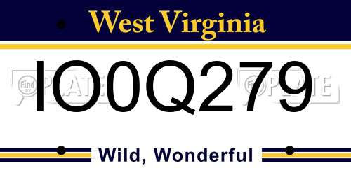 IO0Q279 West Virginia License Plate