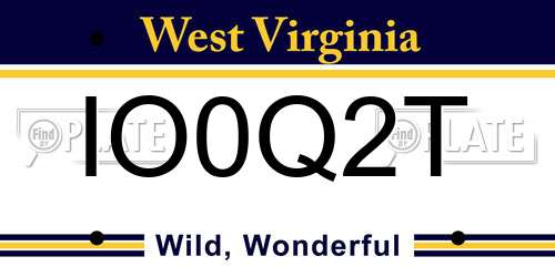 IO0Q2T West Virginia License Plate
