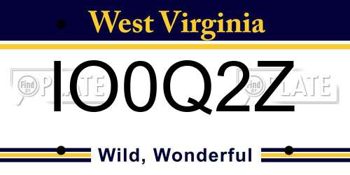 IO0Q2Z West Virginia License Plate