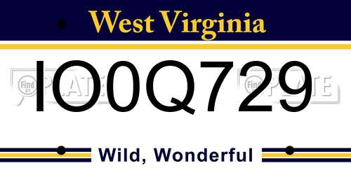 IO0Q729 West Virginia License Plate