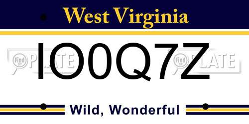 IO0Q7Z West Virginia License Plate