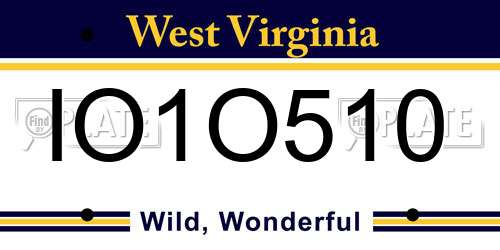 IO1O510 West Virginia License Plate