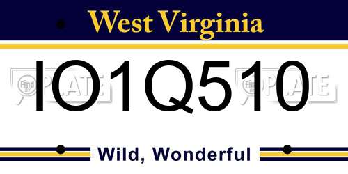 IO1Q510 West Virginia License Plate