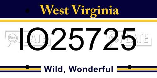 IO25725 West Virginia License Plate
