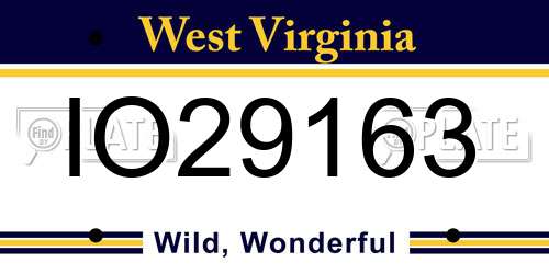 IO29163 West Virginia License Plate