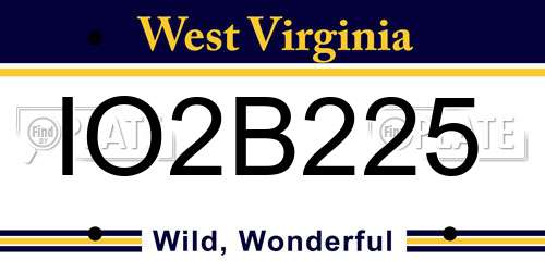 IO2B225 West Virginia License Plate