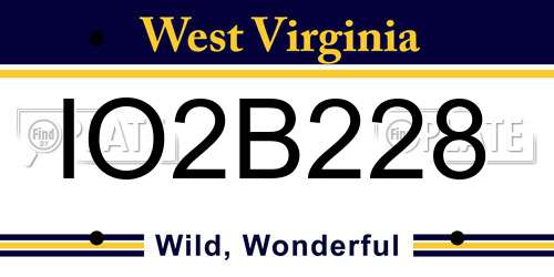 IO2B228 West Virginia License Plate