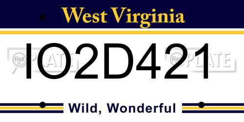 IO2D421 West Virginia License Plate