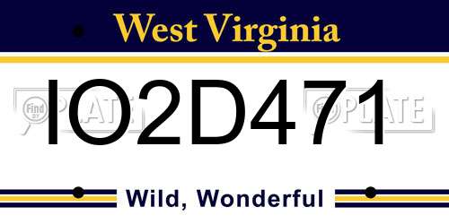 IO2D471 West Virginia License Plate