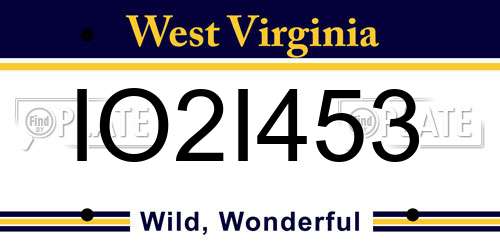IO2I453 West Virginia License Plate