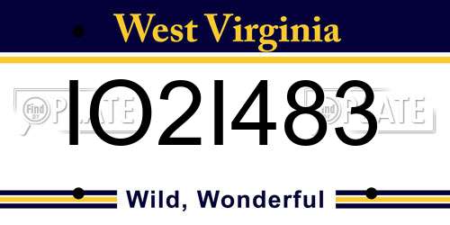 IO2I483 West Virginia License Plate