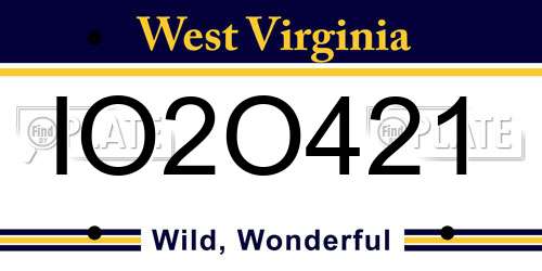 IO2O421 West Virginia License Plate