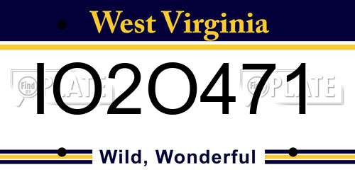 IO2O471 West Virginia License Plate