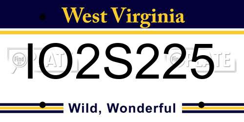 IO2S225 West Virginia License Plate