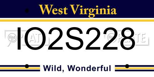 IO2S228 West Virginia License Plate