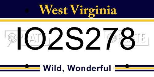 IO2S278 West Virginia License Plate