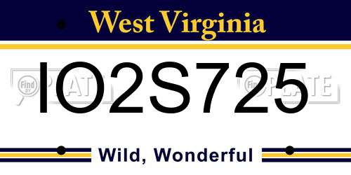 IO2S725 West Virginia License Plate