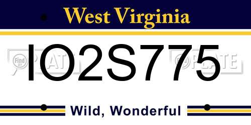 IO2S775 West Virginia License Plate