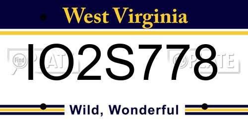 IO2S778 West Virginia License Plate