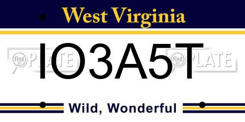 IO3A5T West Virginia License Plate