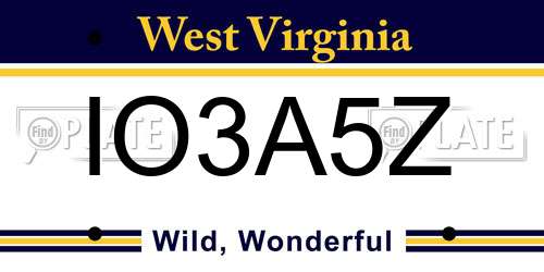 IO3A5Z West Virginia License Plate