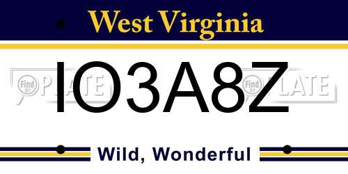IO3A8Z West Virginia License Plate