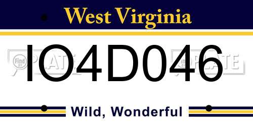 IO4D046 West Virginia License Plate