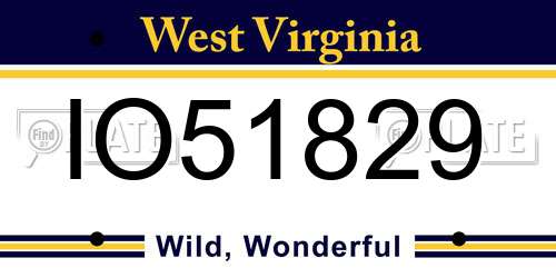 IO51829 West Virginia License Plate