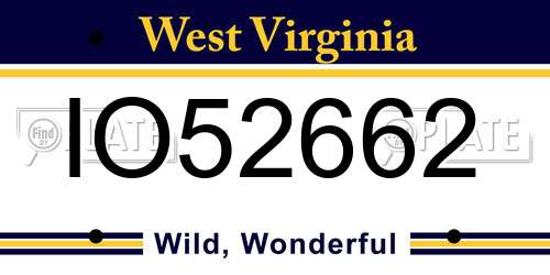 IO52662 West Virginia License Plate