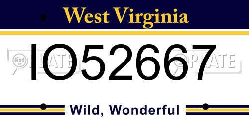 IO52667 West Virginia License Plate