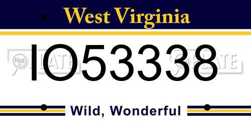 IO53338 West Virginia License Plate