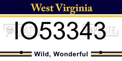 IO53343 West Virginia License Plate