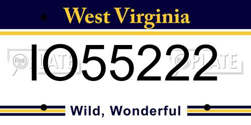 IO55222 West Virginia License Plate