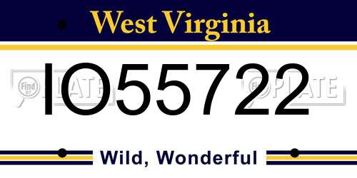 IO55722 West Virginia License Plate