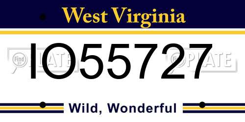 IO55727 West Virginia License Plate